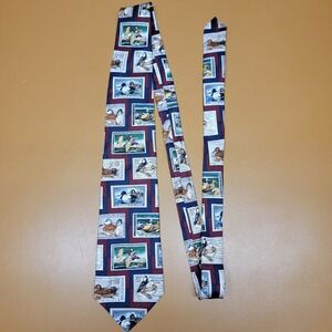 Roundtree & Yorke Silk Tie Duck Stamp Print Hand Sewn Made in USA